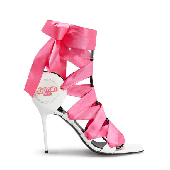 Balmain Shoes - BALMAIN x Barbie "Unity" Ribbon Ankle-Tie Stiletto Sandals US 9